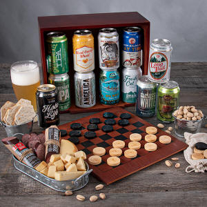 Game Night Gift Basket with Checkers and Checkerboard
