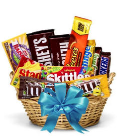 Candy Basket Blue Bow $34.99