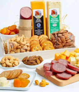 Cheese, Crackers, Sausage, Nuts